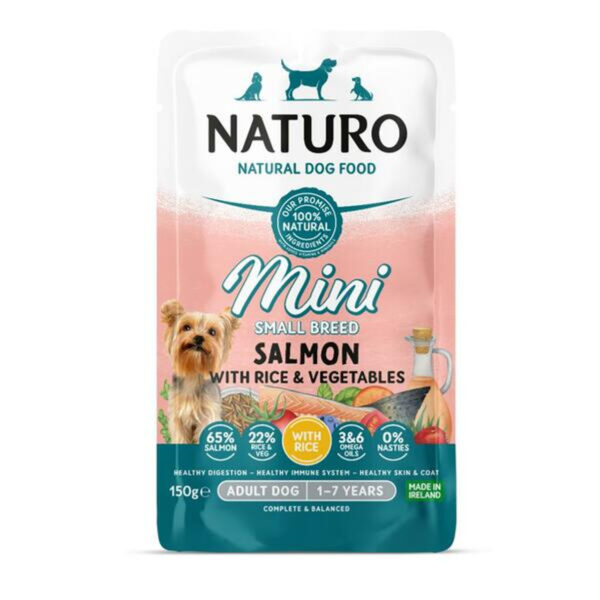 Naturo Adult Mini Dog Salmon with Rice and Vegetables 150 gr.
