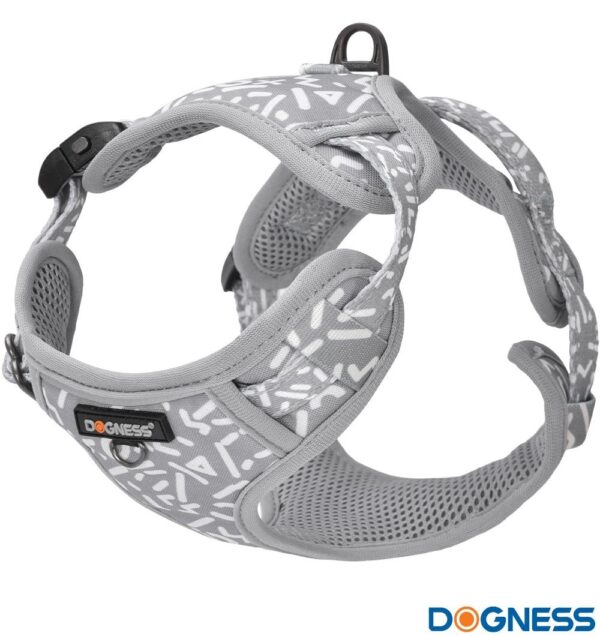 Dog Harness with Soft Lining, Gray (Dogness Elegant Printing)