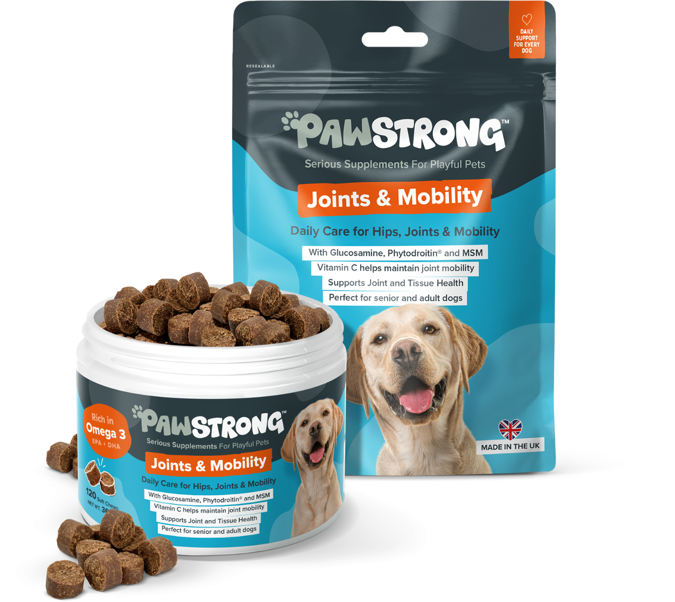 PAWSTRONG Joints & Mobility KOERA NÄRIMISTABLETT